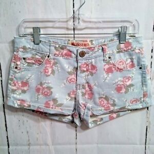 Pastel floral print jean shorts (size 15, juniors)
